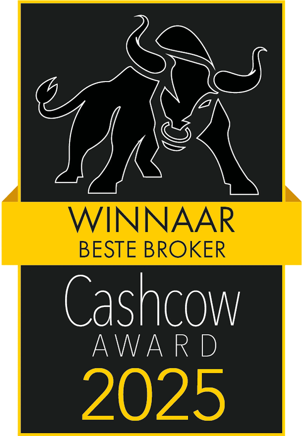 Cashcow Award 2025 badge for Best broker winner with bull illustration