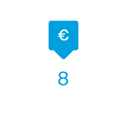 Schermata calendario che evidenzia martedì 8 con icona euro.